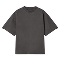 C.Kay's Designs Charcoal Washed Oversized Cotton T-Shirt for Men, Boxy Drop Shoulder Tee with Faded Finish